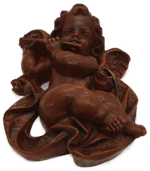 Engel-Relief aus Wachs – musizierend, braun - Bild 2