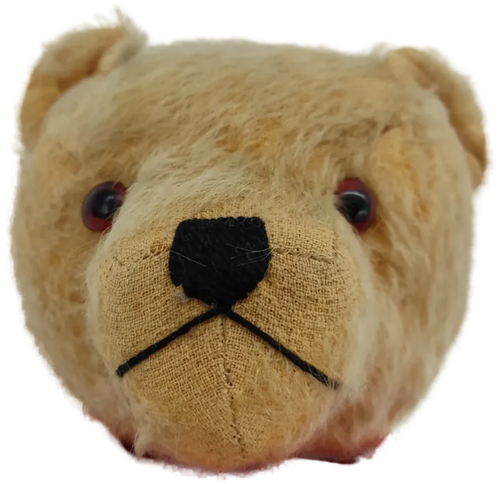 Alter Teddybär hellbraun mit roter Schleif hart gestopft im stehen 44 cm  - Bild 5