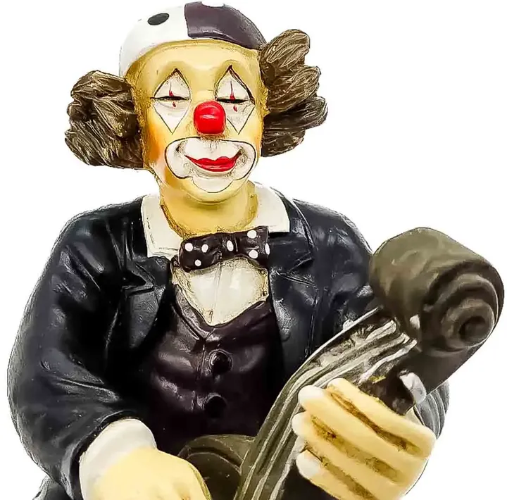 Vintage Holzfigur Clown mit Kontrabass - Bild 1