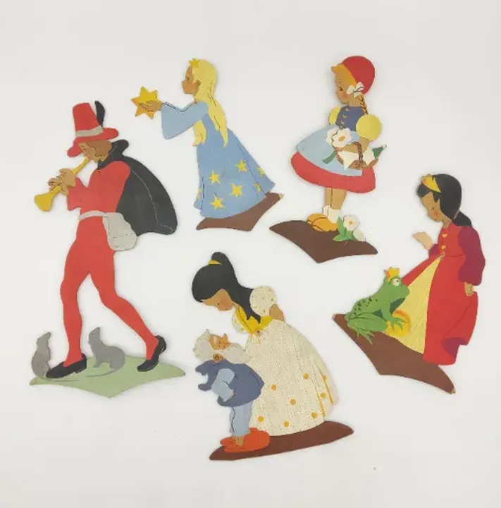 Mertens Kunst kleine Holzfiguren aus verschieden Märchen - Vintage Set 10tlg.  - Bild 1