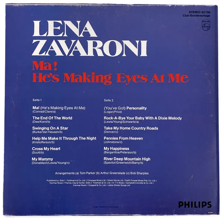LP - Lena Zavaroni - Ma! he´s making eyes at me - Bild 2