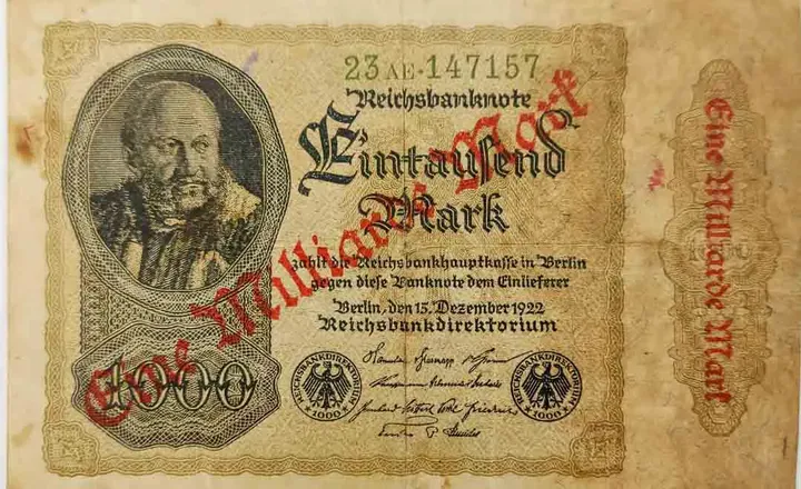 Alter Geldschein 1 Milliarde Mark Reichsbanknote Reichsbankdirektorium Berlin 1922 zirkuliert 3  - Bild 1
