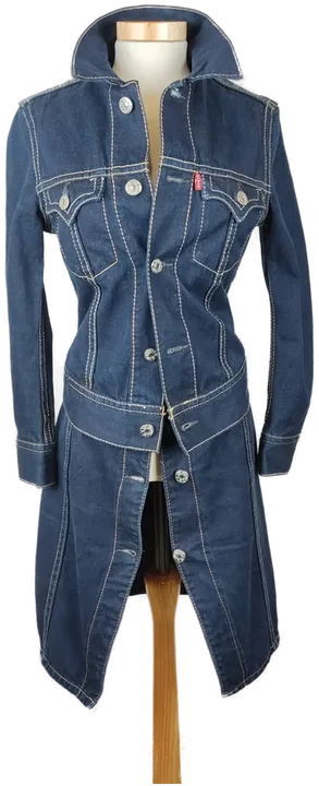 Levi's Type1 Jeanskleid Ärmellos mit passender Denim Truckerjacke dunkelblau - XS/34 - Bild 1