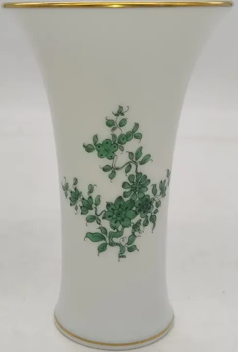 Augarten Porzellan Vase weiß/grün mit Goldrand Höhe ca 15,5cm - Bild 4