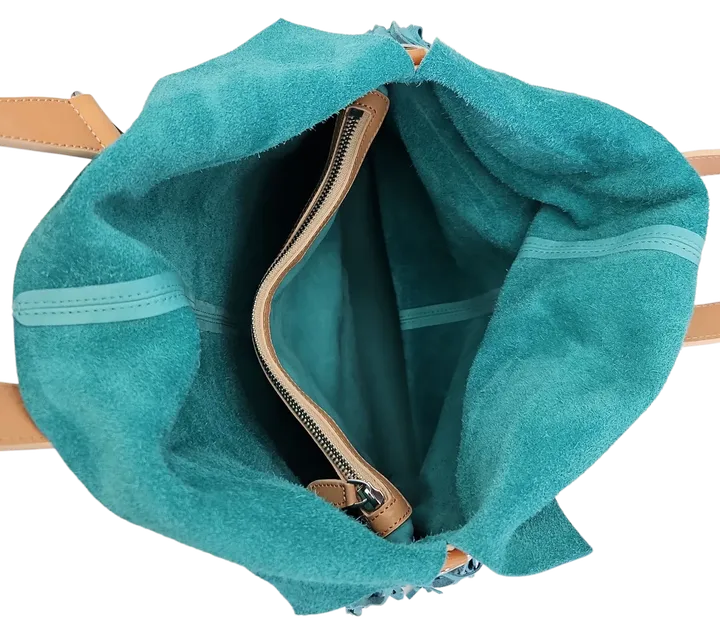 Max V. Koenig Damen Handtasche mit Fransen, türkis/beige - mittel - Bild 4