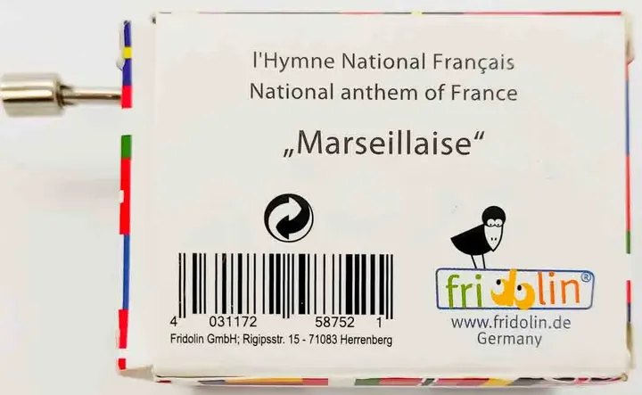 Spieluhr Fridolin spielt die französische Nationalhymne  