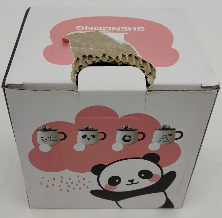 SHENDONG Panda-Teetasse mit Deckel und Löffel weiß/schwarz - Bild 6
