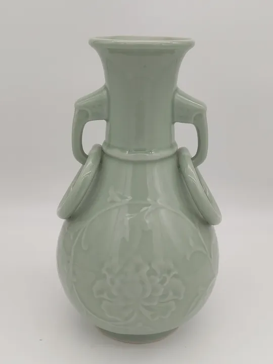 Große dekorative Henkelvase aus China - pastellgrün  - Bild 2