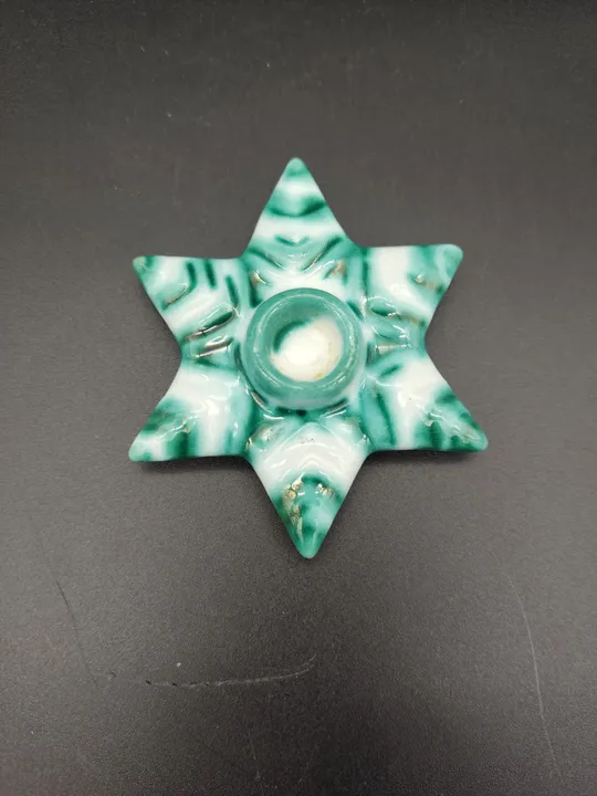 Gmundner Keramik Kerzenständer in Sternform grüngeflammt (B=7cm) - Bild 4