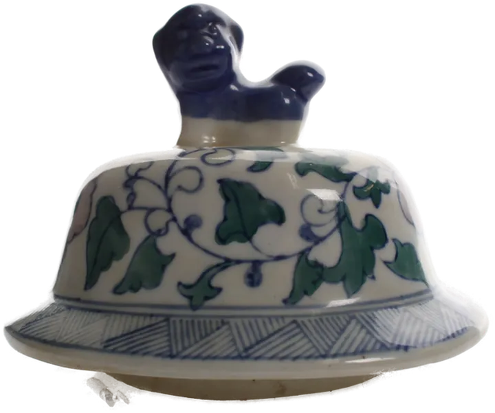 Chinesische Porzellanvase mit Deckel und Wächterlöwe – handbemalt, 35,5 cm - Bild 4