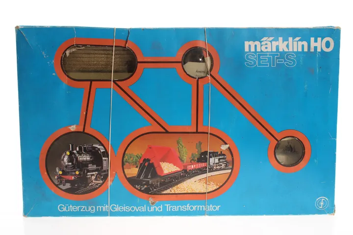 Märklin H0 Set-S – Güterzug mit Dampflok, Güterwagen, Gleisoval & Transformator | Vintage-Modellbahn-Set - Bild 1