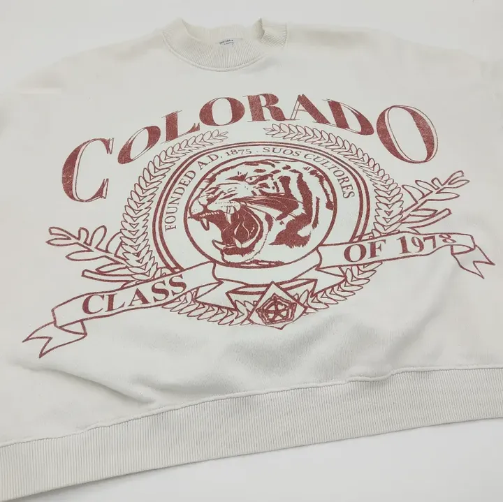 Bershka Damen Pullover mit COLORADO Print weiß/ rot - L  - Bild 4
