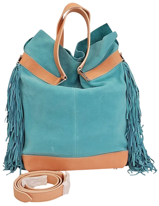 Max V. Koenig Damen Handtasche mit Fransen, türkis/beige - mittel - Bild 1