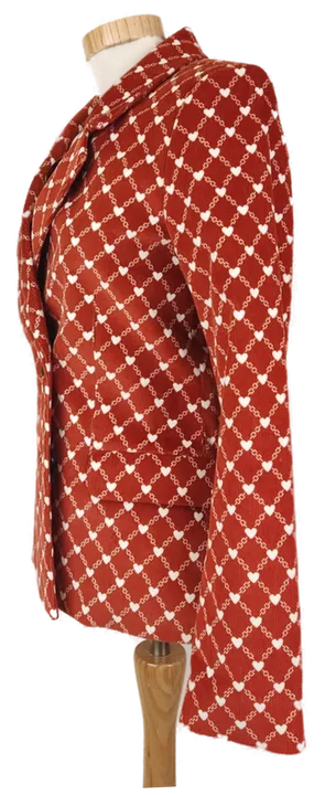 Damen Cord Blazer mit Herz-Muster, Seitentaschen, Terracotta, Gr. XS - Bild 3