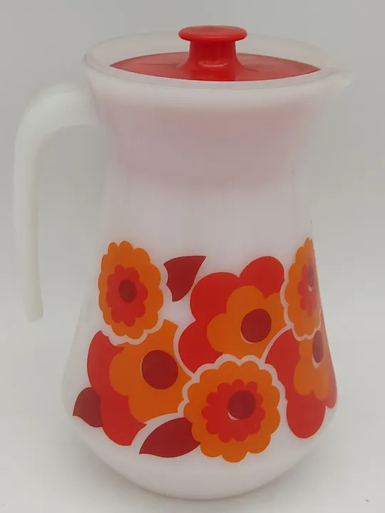 70er Jahre Vintage Tee/Kaffeeekanne mit Blumenmuster - Bild 2