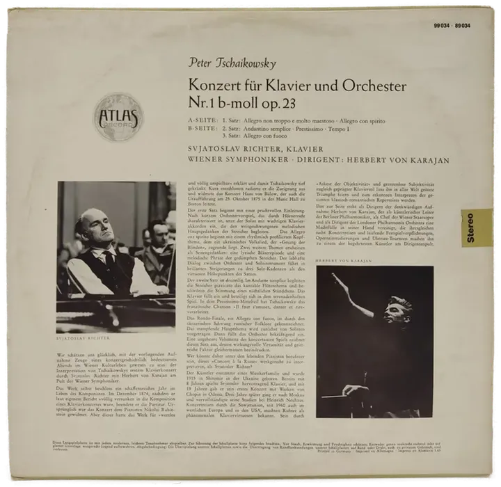 Vinyl LP - Tschaikowsky, Richter, Karajan - Konzert für Klavier und Orchester Nr. 1 b-moll op. 23 - Bild 2