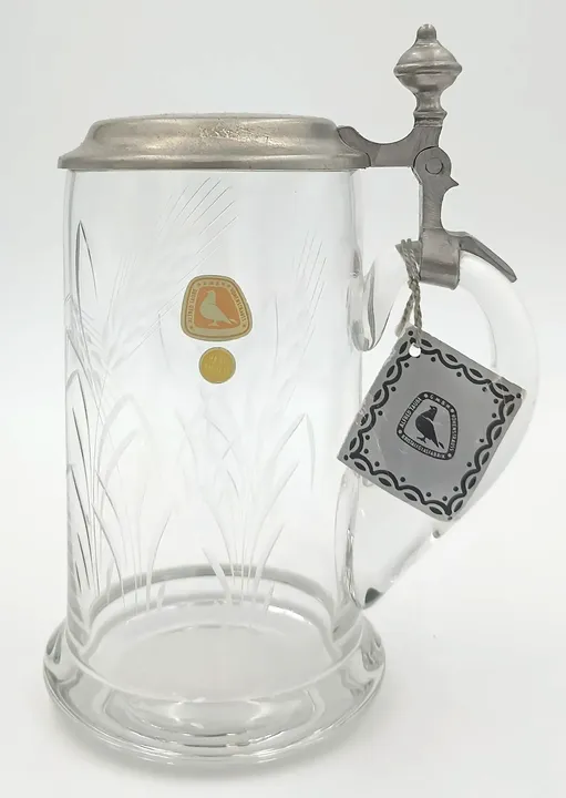 Taube-Glas - Bierkrug mit Gravur und Zinndeckel  - Bild 1