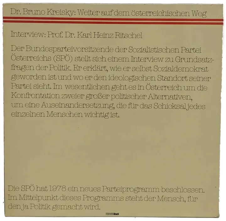 Langspielplatte  Vinyl / LP, 12 Zoll - Dr. Bruno Kreisky: 