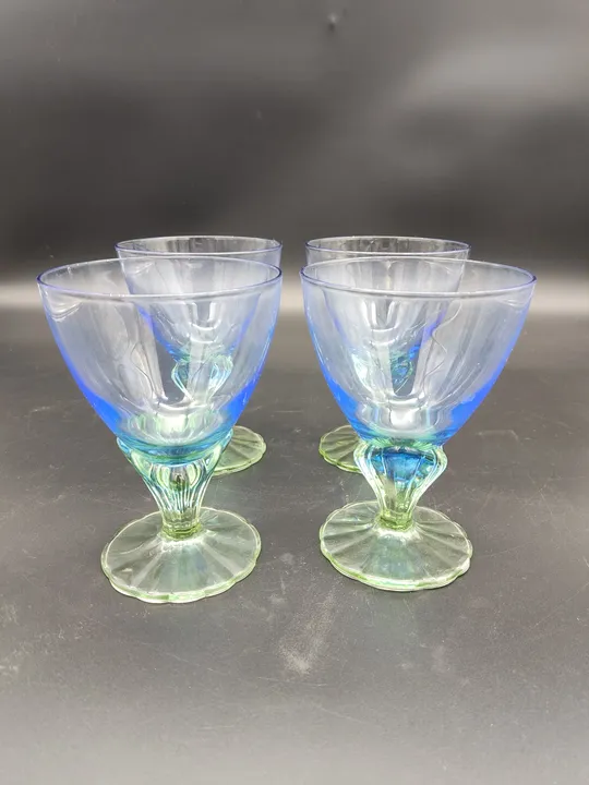 4 Stk. Eisbecher / Dessertgläser blau-grün-transparent - Bild 1