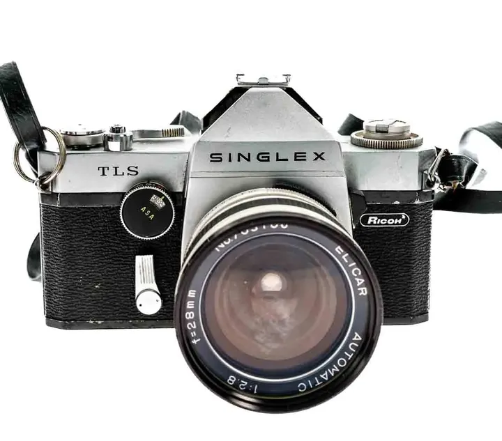 Ricoh Singlex TLS | SLR analoge Spiegelreflexkamera Kamera | Elicar 28mm f:2.8 - Bild 2