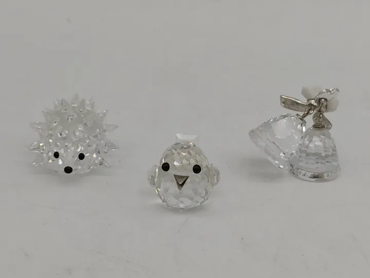 Kleine Glocken, Igel und Vogel Kristallfiguren  - Bild 1