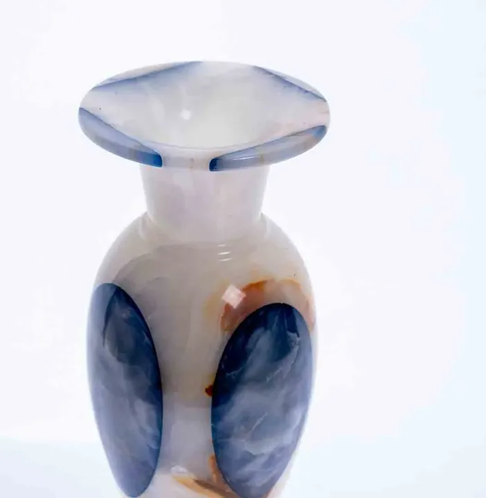 Dekorative Vase in milchweiß-blau-braun, Höhe 30cm - Bild 2