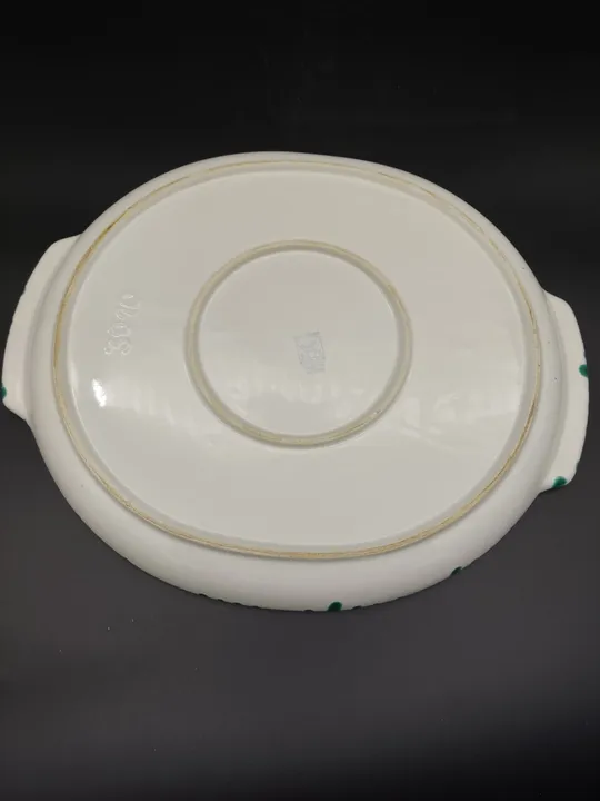Gmundner Keramik Platte mit Griffen grüngeflammt (Durchmesser 30cm) - Bild 2