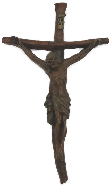 Jesus am Kreuz / Kruzifix aus Wachs, Höhe ca. 44cm - Bild 1