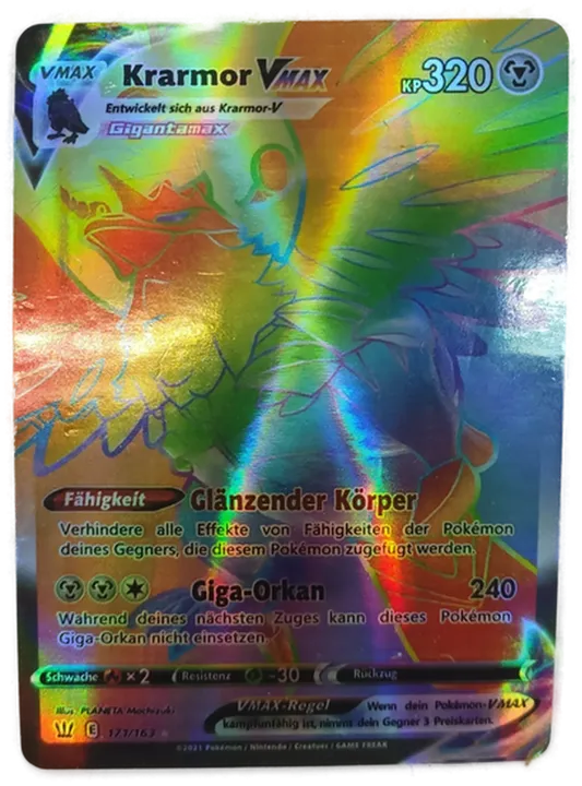 Pokémon Sammelkarte Vmax Krarmor Vmax - Bild 1