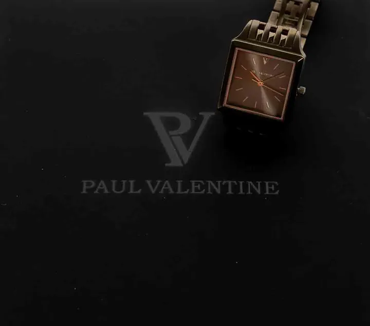 Paul Valentine Armbanduhr, eckig, 2cm, goldfarbenes Gliederarmband - Bild 4