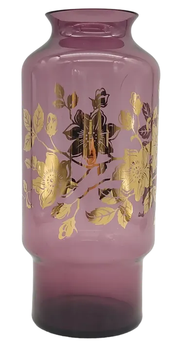 Dekorative Vase mit floralem Muster, schwarz/gold -  Höhe 26 cm  - Bild 1