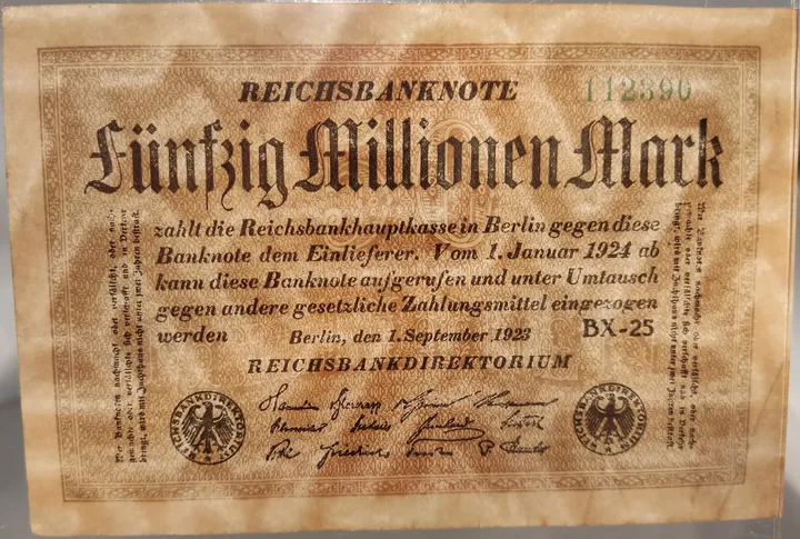 Alter Geldschein 50 Millionen Mark Reichsbanknote Reichsbankdirektorium Berlin 1923 zirkuliert 3  - Bild 3
