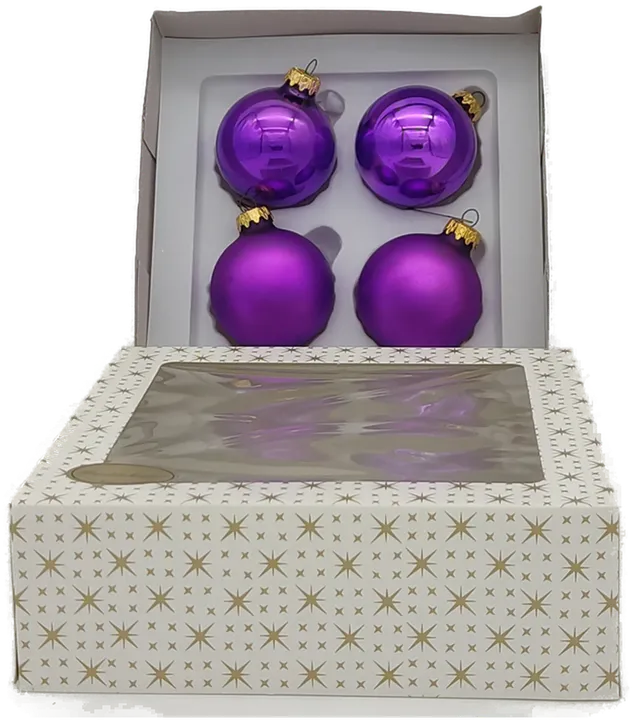 4x Christbaumschmuck aus Glas in violett - Bild 1