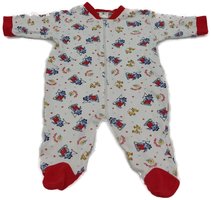 Baby Pyjama langarm mit Rundhalsausschnitt, weiß mit Aufdruck, Größe 56 - Bild 1