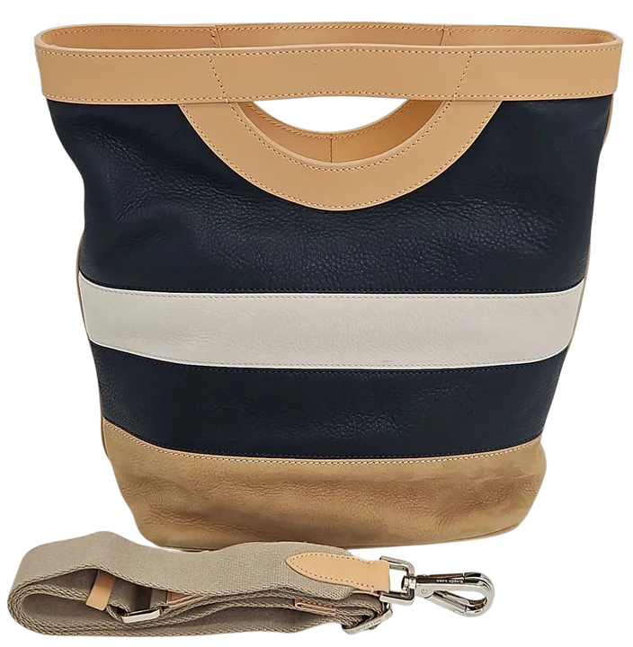 Max V. Koenig Damen Handtasche, beige/marine/weiß - mittel - Bild 1
