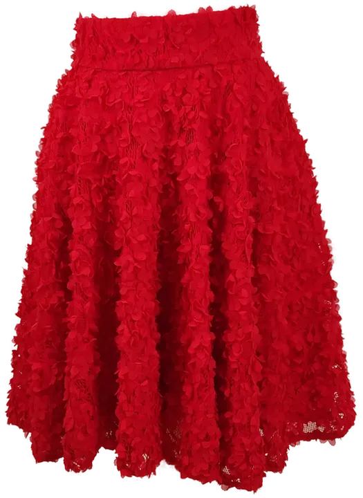 ORSAY Damen Tellerrock mit Blümchenspitze, Reißverschluss und Seitentaschen, Rot, Gr. 40 - Bild 1