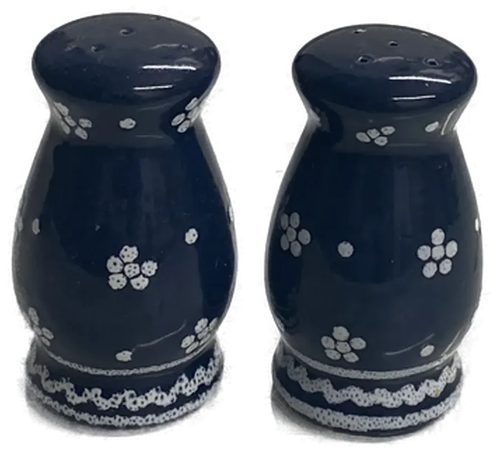 Gmundner Keramik - Salz und Pfeffer Streuer mit Körbchen - Dirndl Blau  - Bild 2