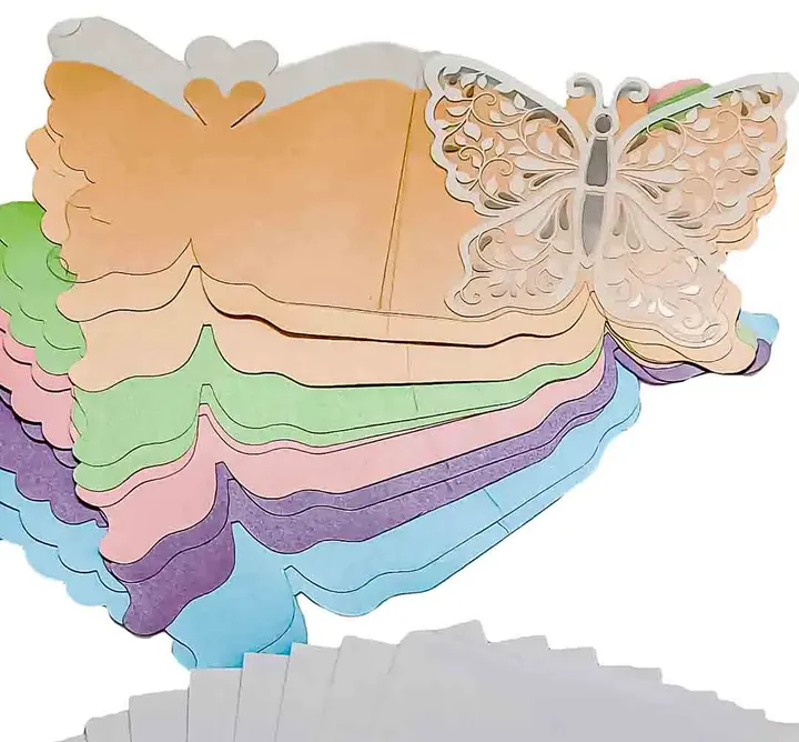 Papierwaren 10 Grußkarten in Schmetterlingsform mit 9 Kuverts - Bild 1