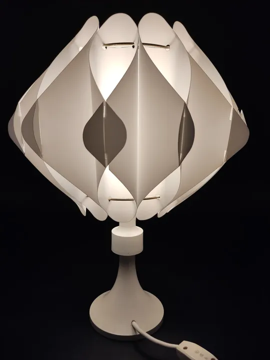Tischlampe mit Vintage-Schirm - weiss / E 27 - Bild 4