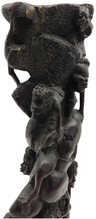 Makonde Lebensbaum Ebenholzfigur schwarz - Bild 3
