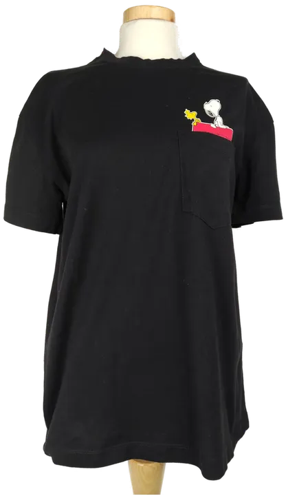 Zara Damen T-Shirt schwarz mit Peanuts-Motiv - S/36 - Bild 1