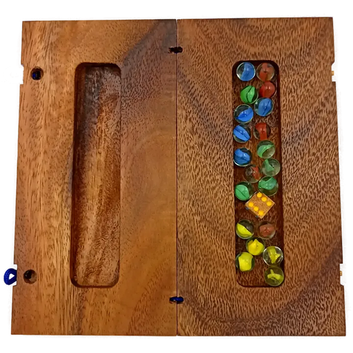 Mensch ärgere Dich nicht aus Holz mit Murmeln - Bild 4