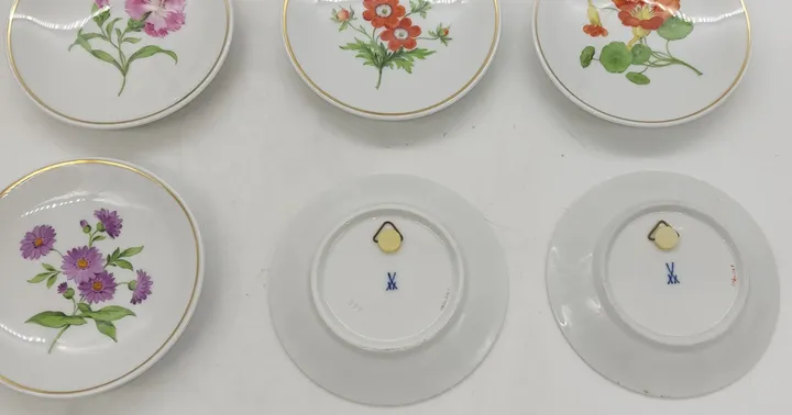 Meissen Wand-Sammelteller mit Blumen und Goldrand, 12 Stück - Bild 5