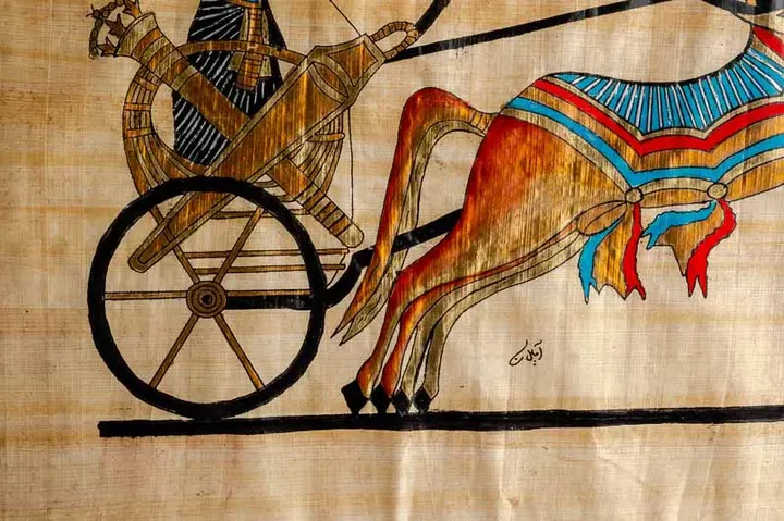 Papyrus Bild Ägypten Ramses II im Streitwagen - Bild 2