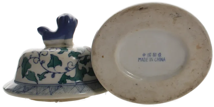 Chinesische Porzellanvase mit Deckel und Wächterlöwe – handbemalt, 35,5 cm - Bild 5