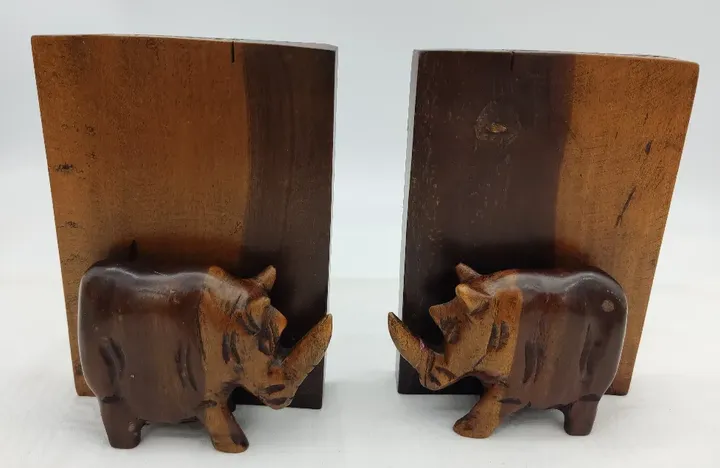 Buchstützen aus Holz Nashorn - Bild 3
