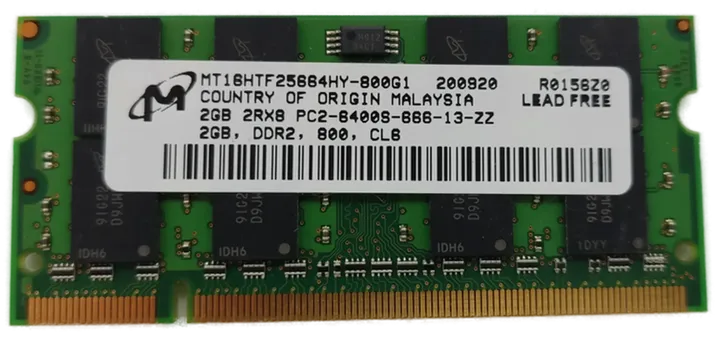 Micron 2GB DDR2 2Rx8 PC2-8400S-666-13-ZZ Arbeitsspeicher Laptop / RAM  - Bild 1