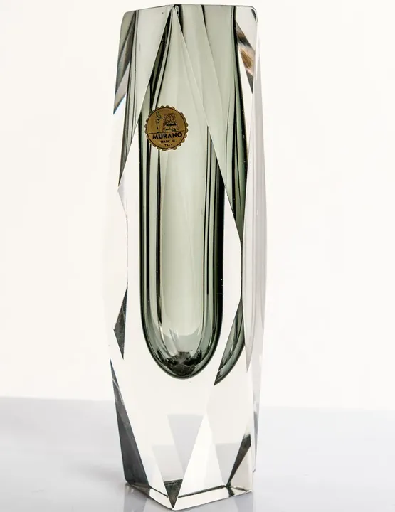 Murano graue Sommerso Vase 4-seitig geformt - Bild 4