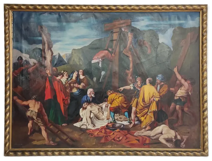 Jesus wird ins Grabtuch von Turin gewickelt, Gemälde von Haberl  - Bild 4