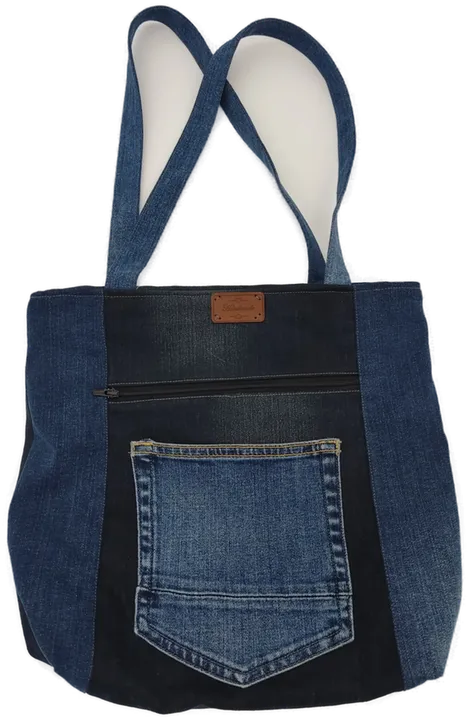 Damen Handtasche blau handgemacht upcycling - Bild 2